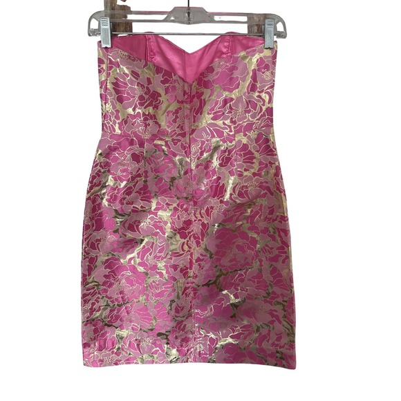 Lilly Pulitzer Raya strapless dress metallic Pirates Boutonniere jacquard size 2 - Picture 8 of 12